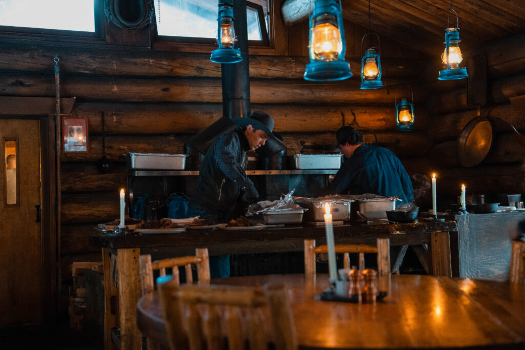 Cozy cabin dinner in Big Sky Montana